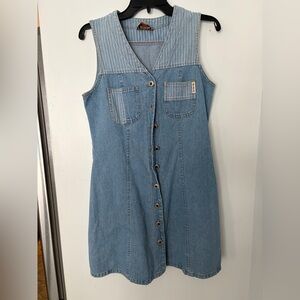 VINTAGE nevada Blue Denim Button-Down Dress